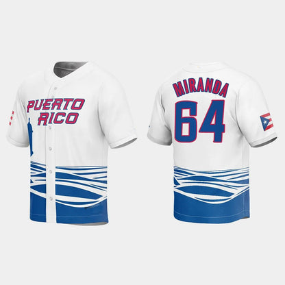 #64 JOSE MIRANDA PUERTO RICO BASEBALL 2023 WORLD BASEBALL CLASSIC JERSEY ¨C WHITE Stitches Baseball Jerseys - Main View
