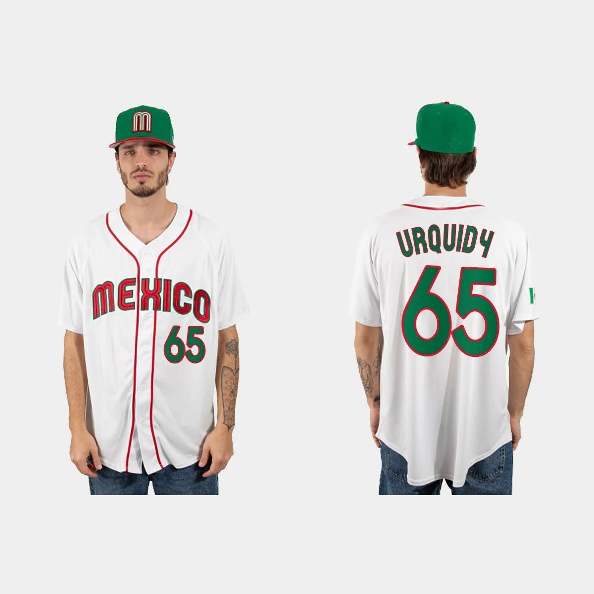 #65 JOSE URQUIDY MEXICO BASEBALL 2023 WORLD BASEBALL CLASSIC JERSEY - WHITE Stitches Baseball Jerseys