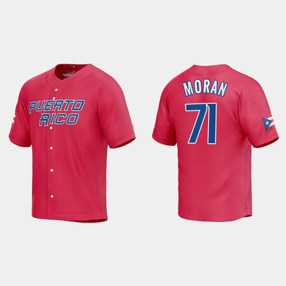 #71 JOVANI MORAN PUERTO RICO BASEBALL 2023 WORLD BASEBALL CLASSIC JERSEY ¨C RED Stitches Baseball Jerseys - Main View