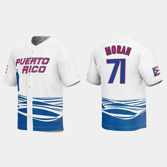 #71 JOVANI MORAN PUERTO RICO BASEBALL 2023 WORLD BASEBALL CLASSIC JERSEY ¨C WHITE Stitches Baseball Jerseys - Main View