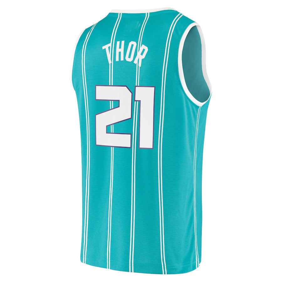 C.Hornets #21 JT Thor Fanatics Branded 2021-22 Fast Break Replica Jersey Icon Edition Teal Stitched American Basketball Jersey - Main View
