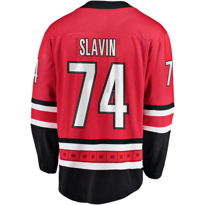 C.Hurricanes #74 Jaccob Slavin Fanatics Branded Breakaway Player Jersey  Red Stitched American Hockey Jerseys - Main View