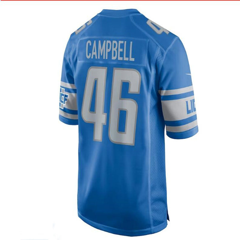 D.Lions #46 Jack Campbell 2023 Draft First Round Pick Game Jersey - Blue Stitched American Football Jerseys - Main View