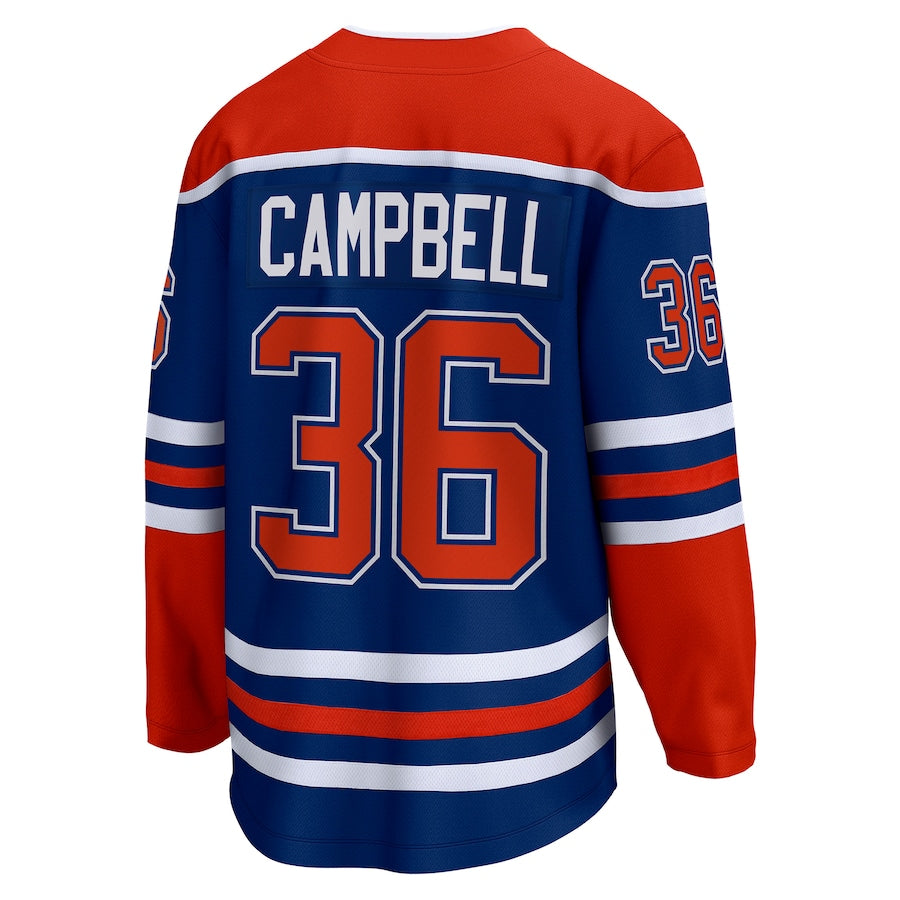 E.Oilers #36 Jack Campbell Fanatics Branded Home Breakaway Player Jersey  Royal Stitched American Hockey Jerseys - Main View