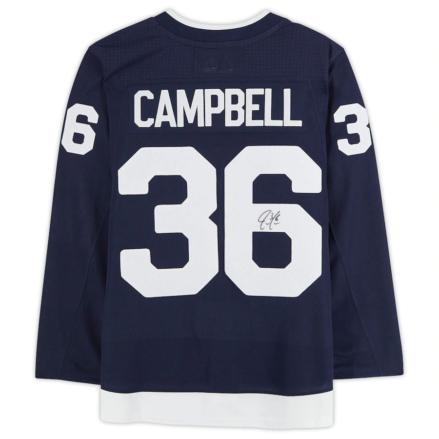 T.Maple Leafs #36 Jack Campbell Fanatics Authentic Autographed 2022 Heritage Classic Jersey Navy Stitched American Hockey Jerseys - Main View