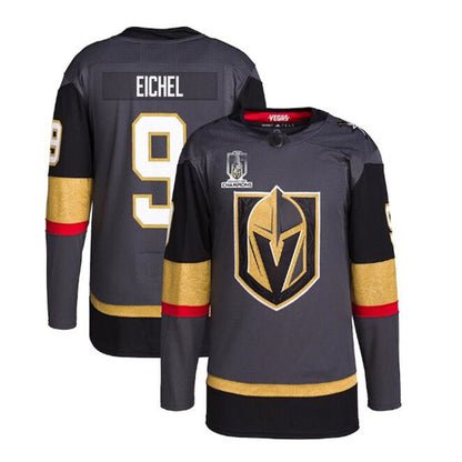 V.Golden Knights #9 Jack Eichel 2023 Stanley Cup Champions Authentic Alternate Player Jersey - Gray Hockey Jerseys - Main View