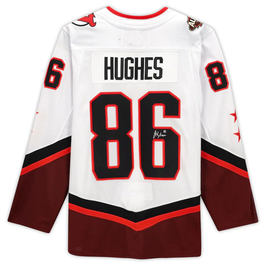 NJ.Devils #86 Jack Hughes Fanatics Authentic Autographed 2022 All-Star Game White Stitched American Hockey Jerseys - Main View