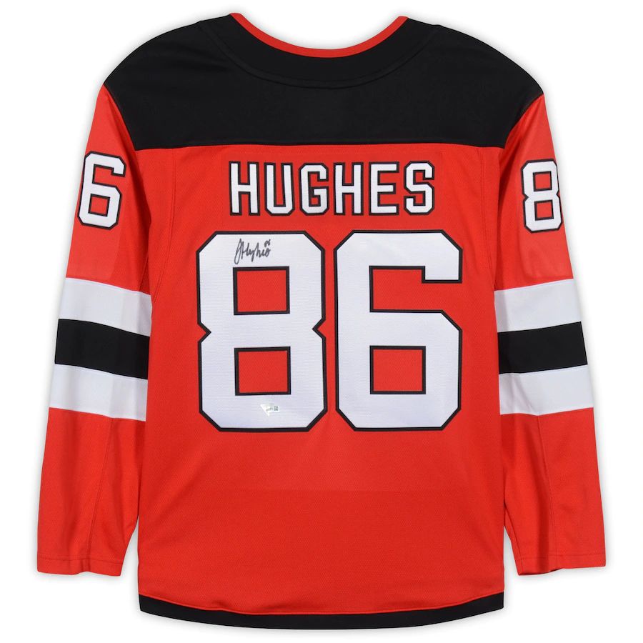 NJ.Devils #86 Jack Hughes Fanatics Authentic Autographed Breakaway Jersey Red Stitched American Hockey Jerseys - Main View