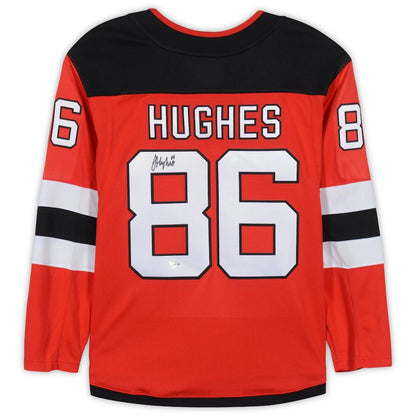 NJ.Devils #86 Jack Hughes Fanatics Authentic Autographed Breakaway Jersey Red Stitched American Hockey Jerseys - Main View