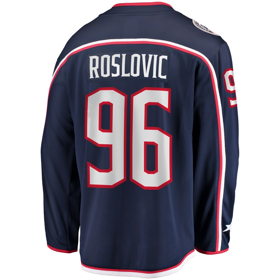 C.Blue Jackets #96 Jack Roslovic Fanatics Branded Home Breakaway Jersey Navy Stitched American Hockey Jerseys - Main View