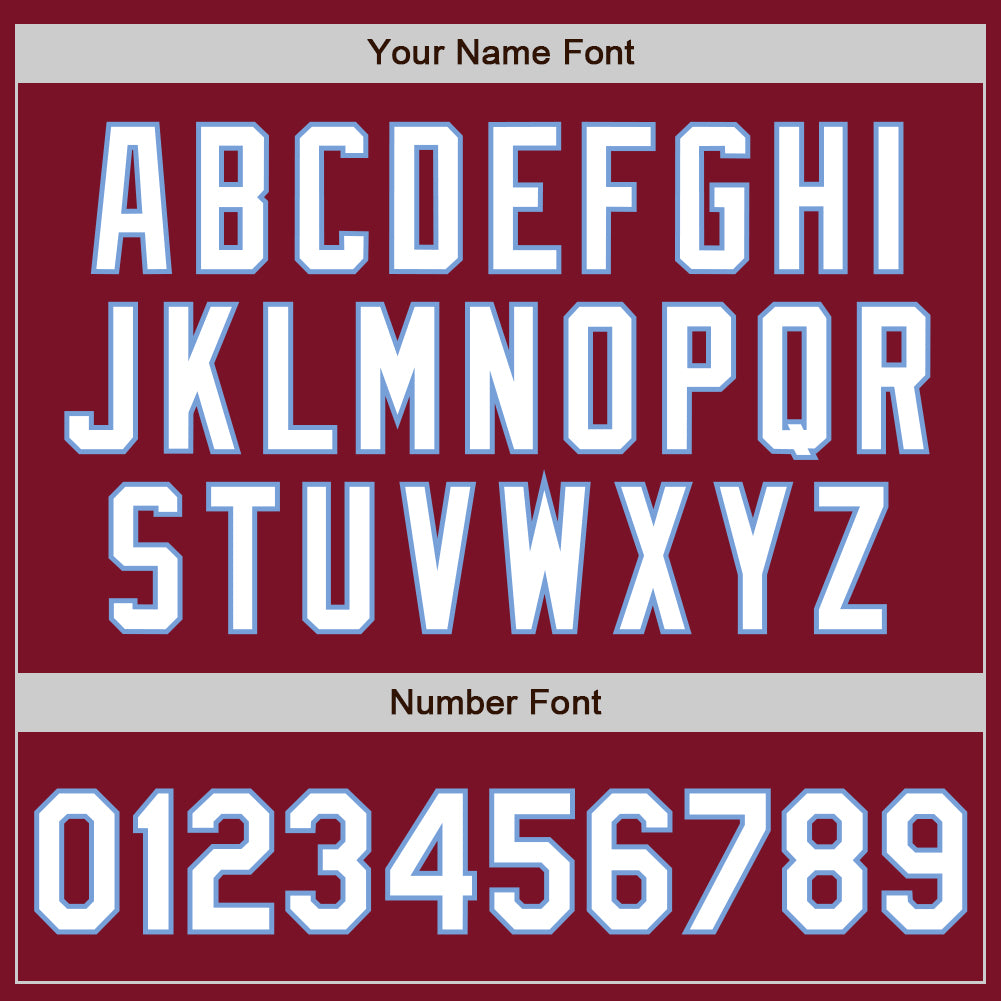 Custom Crimson White-Light Blue Bomber Full-Snap Varsity Letterman Jacket view 7