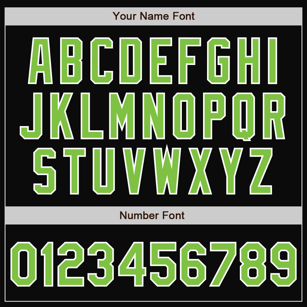 Custom Black Neon Green-White Bomber Full-Snap Varsity Letterman Jacket view 7