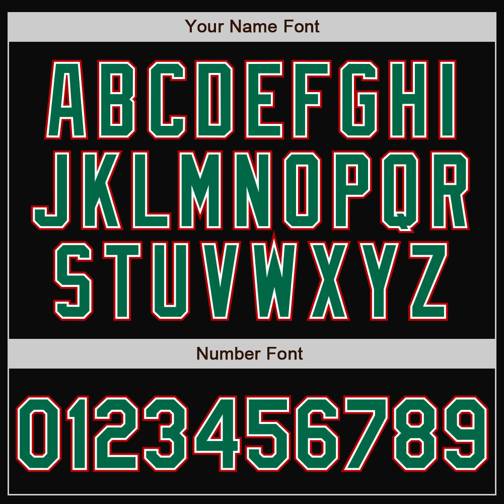 Custom Black Kelly Green-Red Bomber Full-Snap Varsity Letterman Jacket view 7