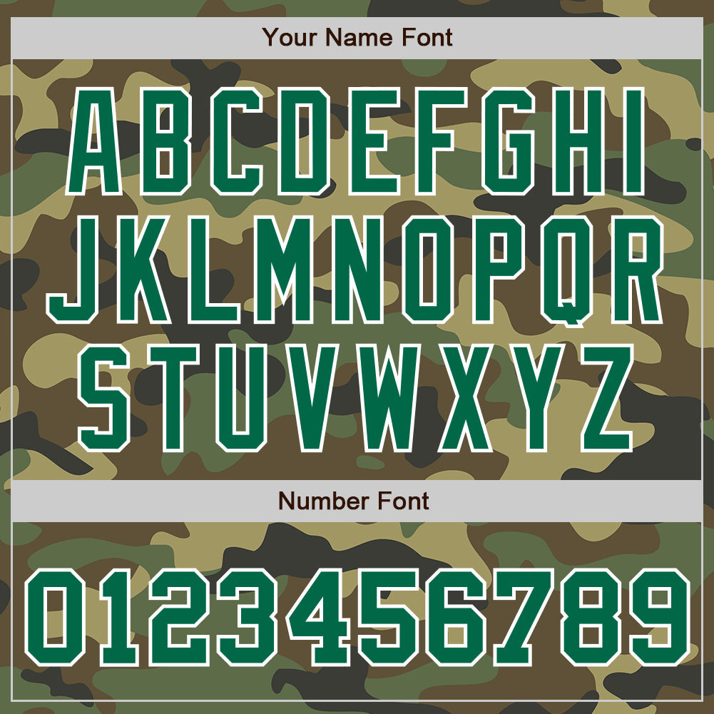 Custom Camo Kelly Green-White Bomber Full-Snap Varsity Letterman Salute To Service Jacket view 7