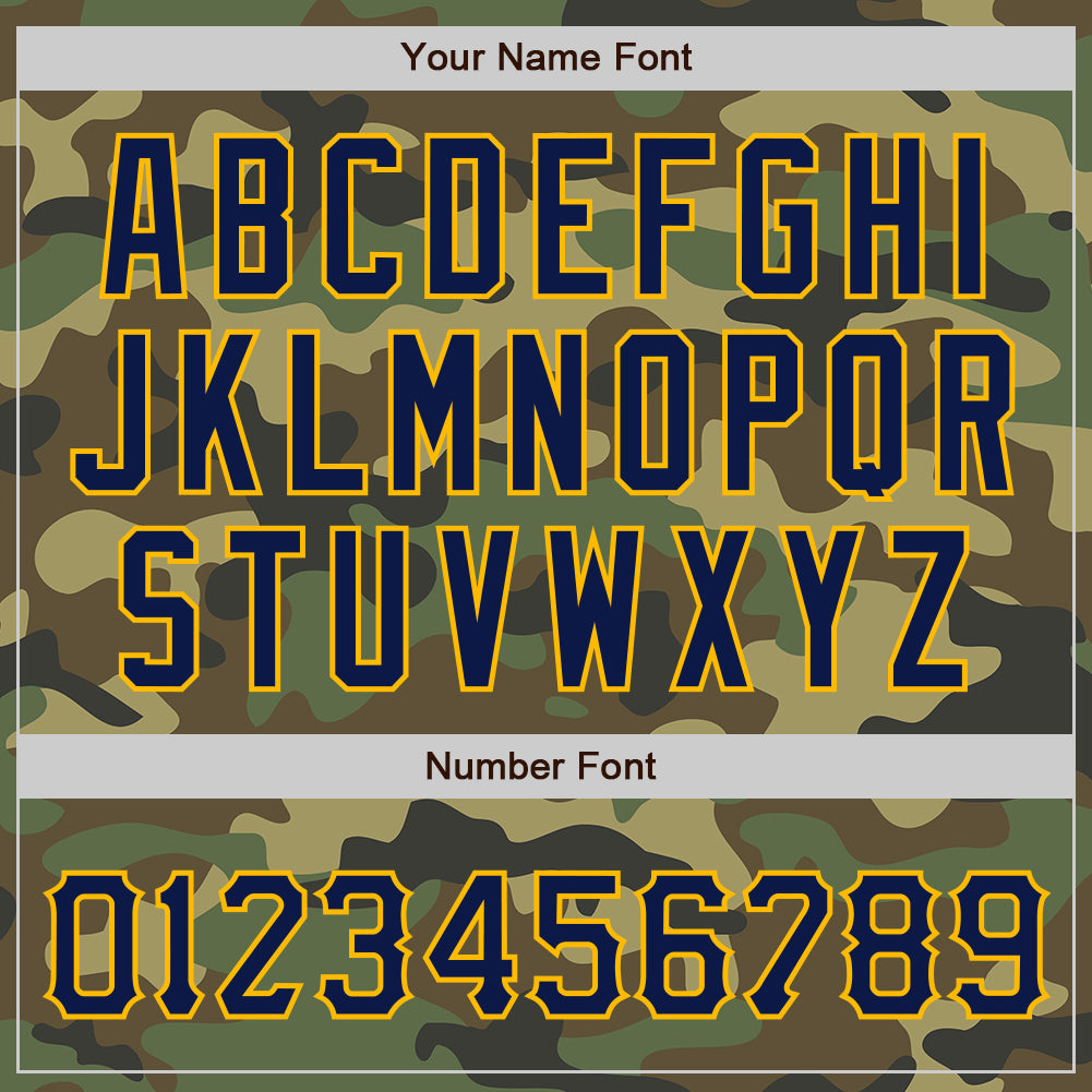 Custom Camo Navy-Gold Bomber Full-Snap Varsity Letterman Salute To Service Jacket view 7