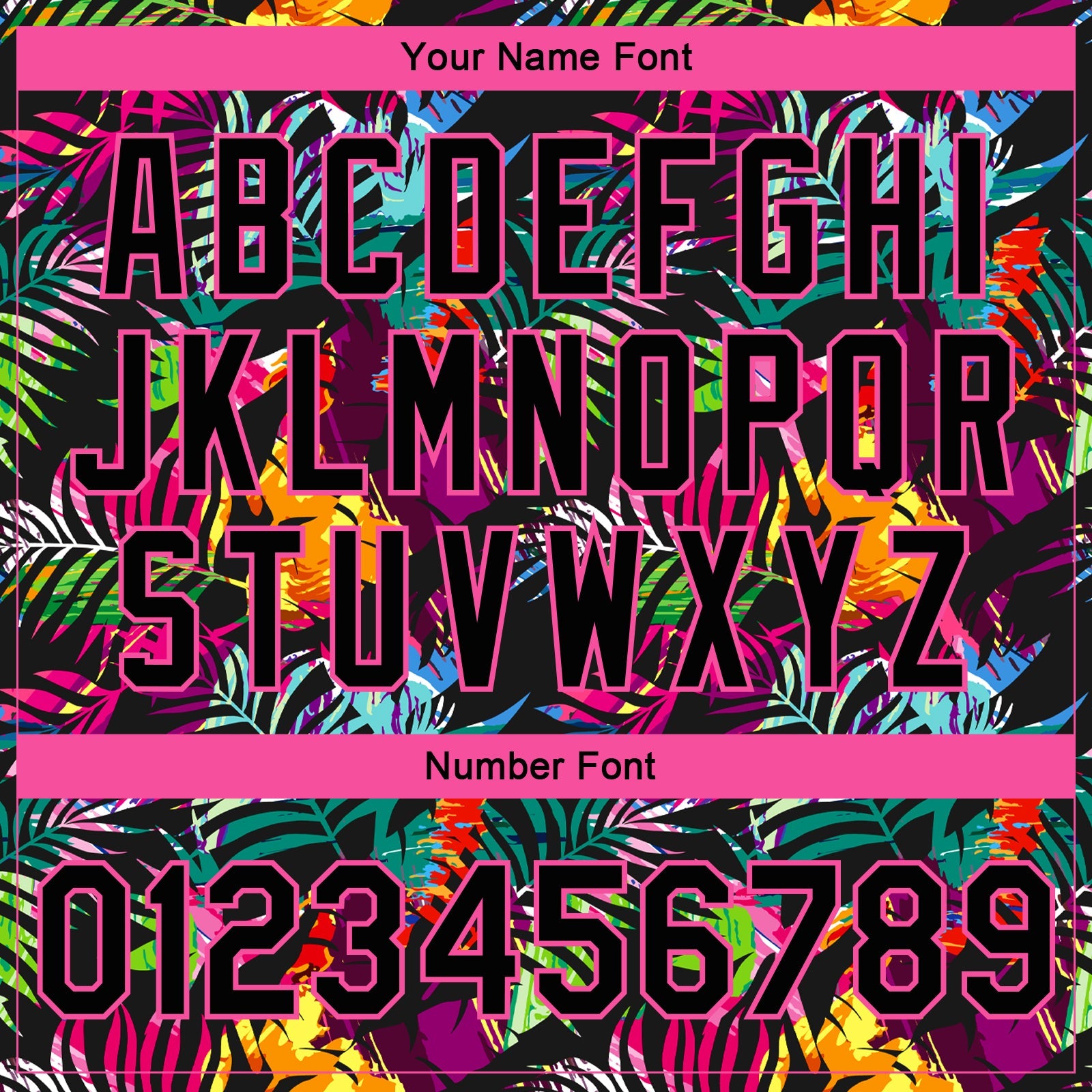 Custom Black Pink-Light Blue Hawaii Palm Trees 3D Bomber Full-Snap Varsity Letterman Jacket view 7