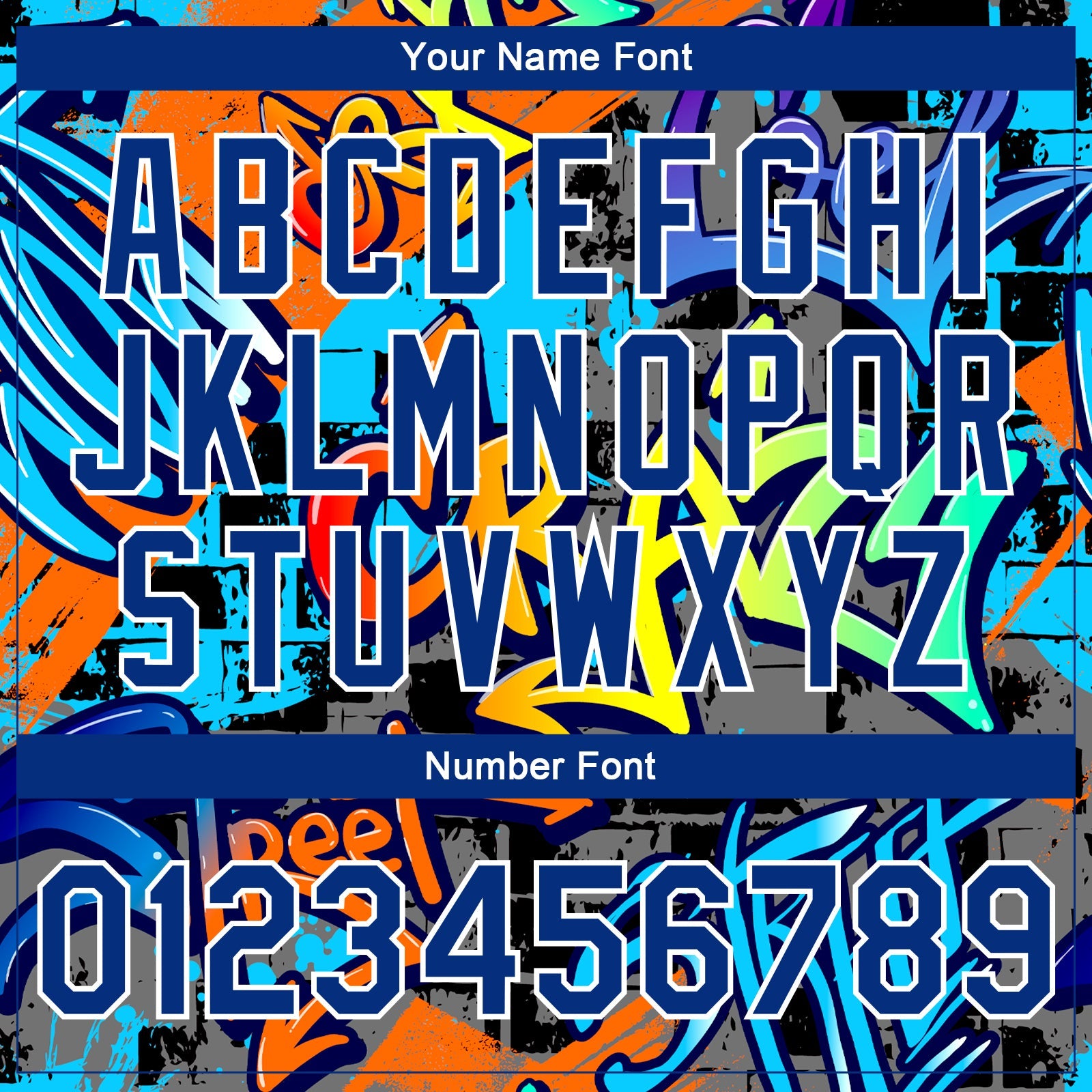 Custom Graffiti Pattern Royal-White Geometric 3D Bomber Full-Snap Varsity Letterman Jacket view 7