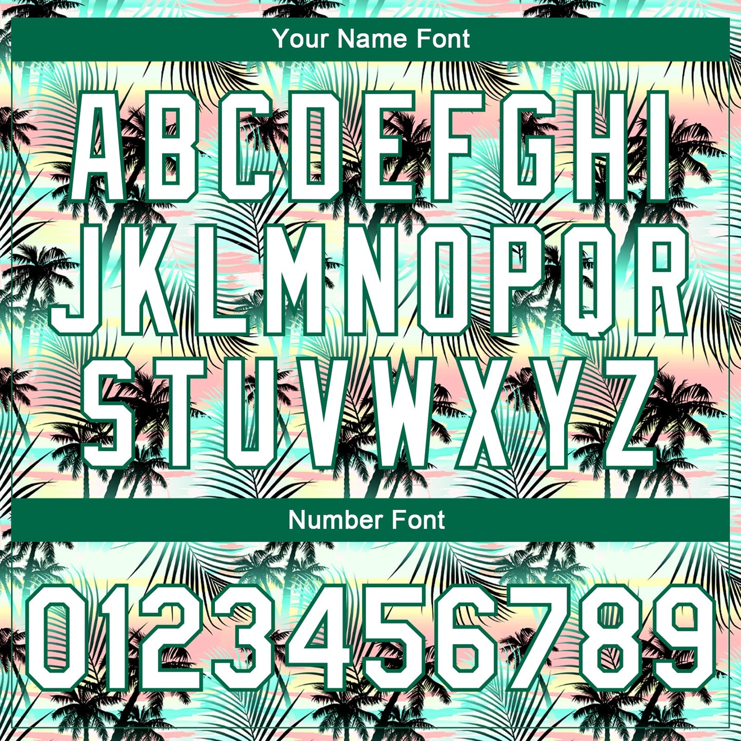 Custom White White-Kelly Green Hawaii Palm Trees 3D Bomber Full-Snap Varsity Letterman Jacket view 7