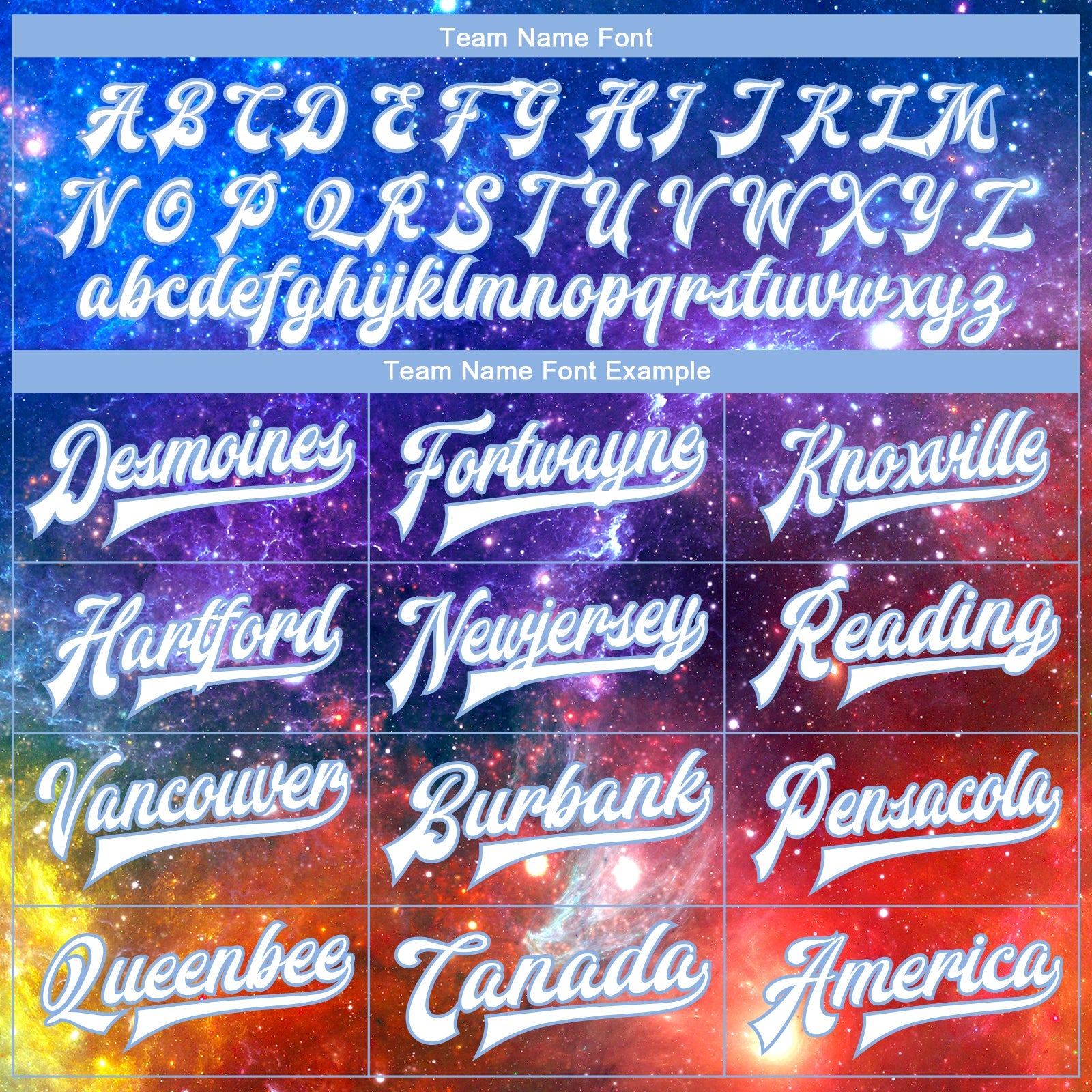 Custom Galactic White-Light Blue 3D Bomber Full-Snap Varsity Letterman Jacket view 6