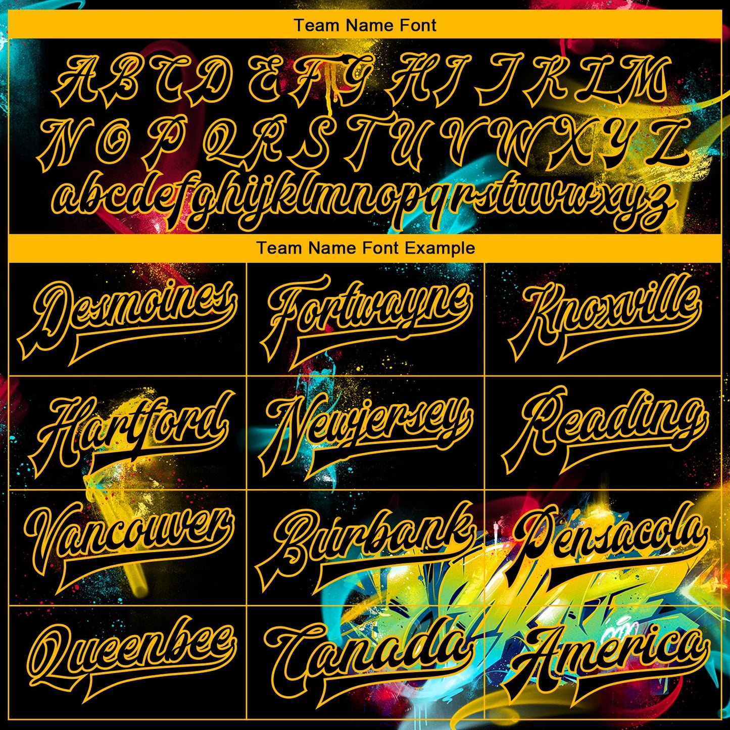 Custom Graffiti Pattern Black-Gold 3D Bomber Full-Snap Varsity Letterman Jacket view 6