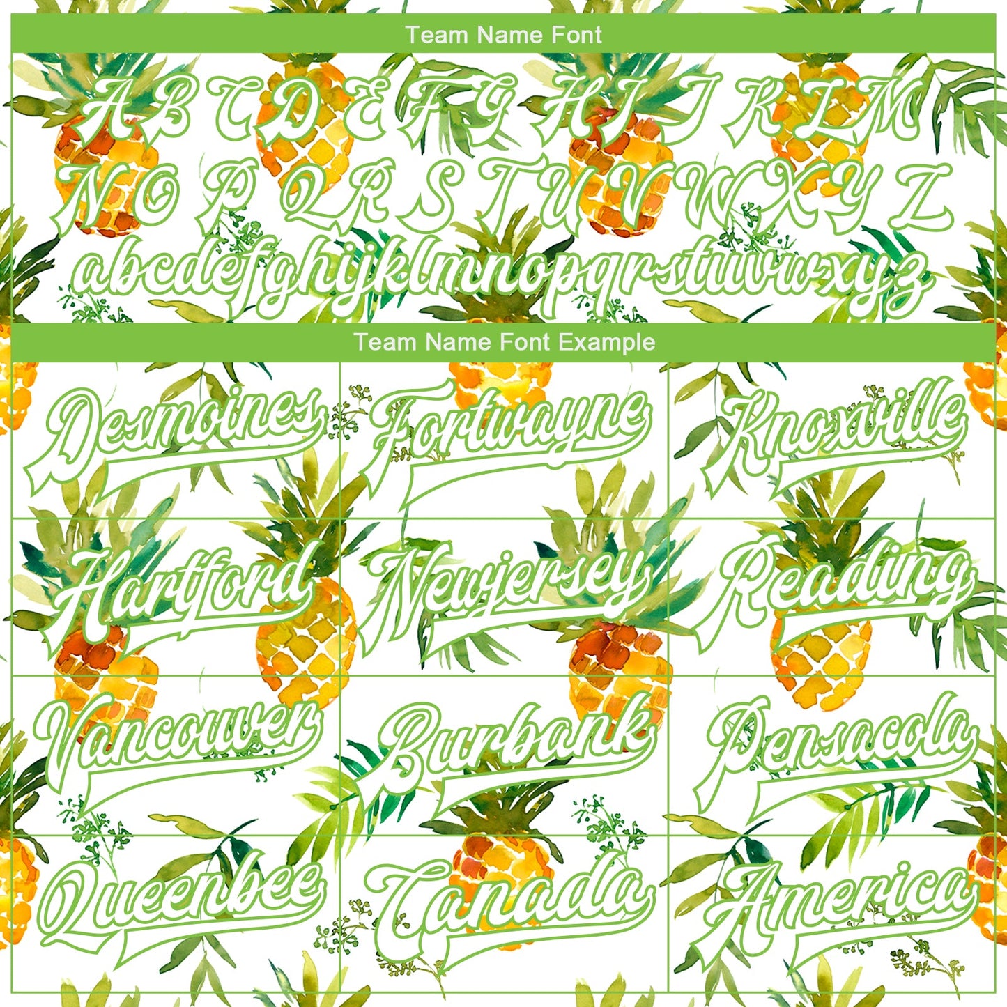 Custom White White-Neon Green Pineapples 3D Pattern Design Bomber Full-Snap Varsity Letterman Jacket view 6