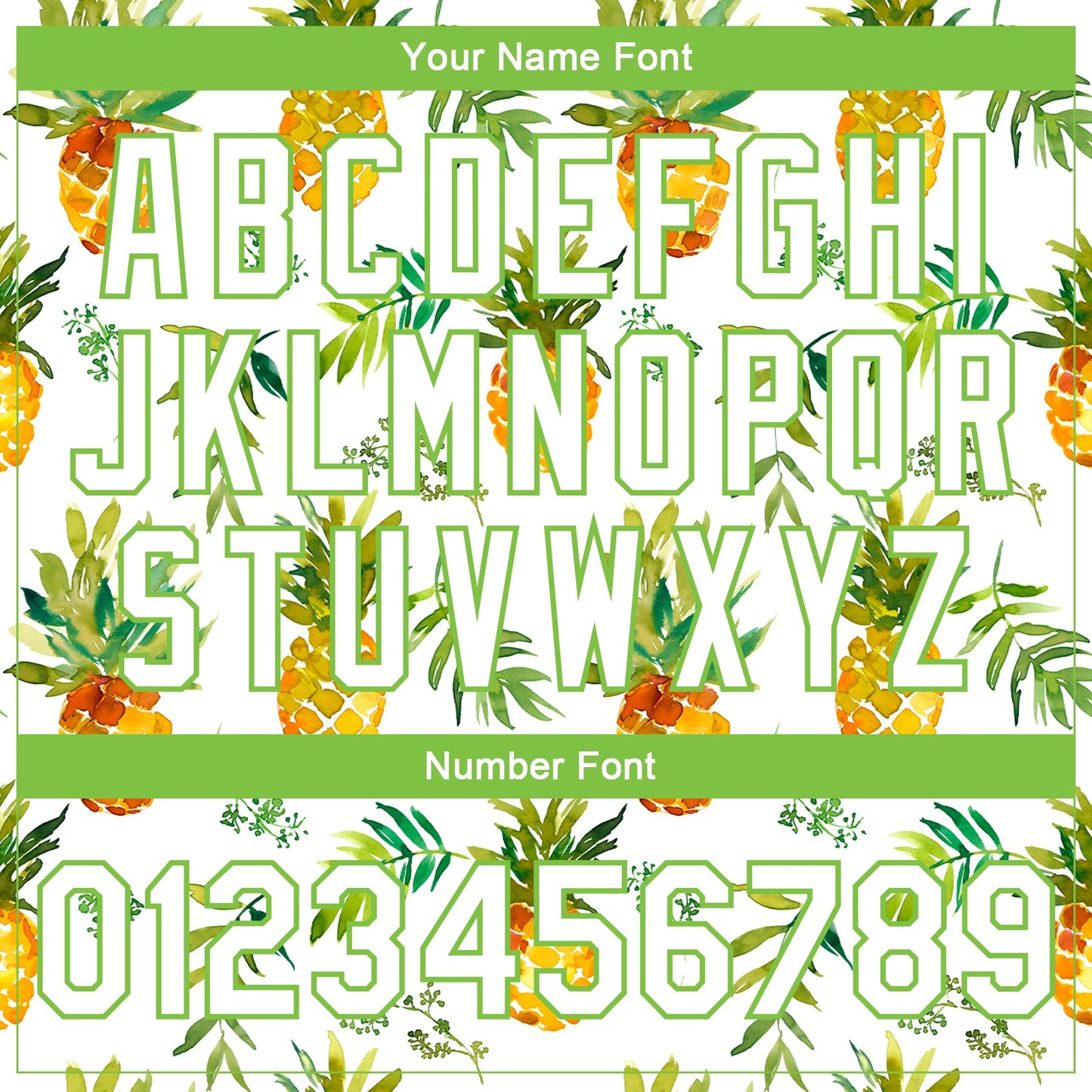 Custom White White-Neon Green Pineapples 3D Pattern Design Bomber Full-Snap Varsity Letterman Jacket view 7