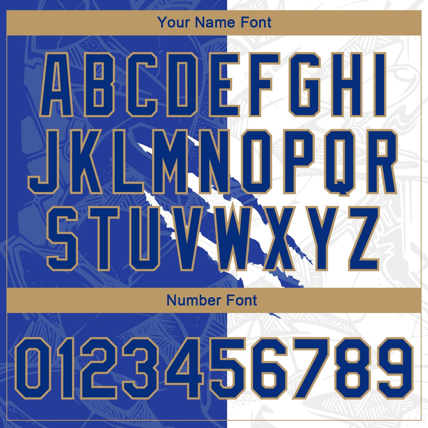 Custom Graffiti Pattern Royal-Old Gold Scratch 3D Bomber Full-Snap Varsity Letterman Jacket view 7