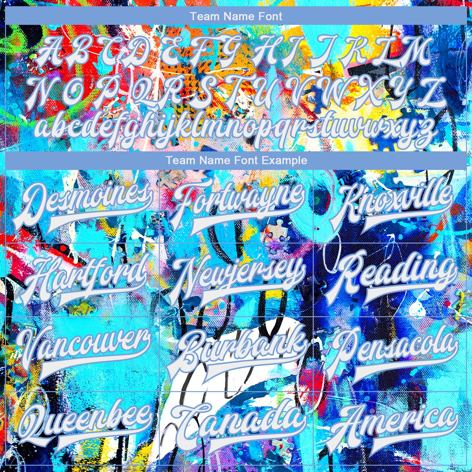 Custom Graffiti Pattern White-Light Blue Abstract 3D Bomber Full-Snap Varsity Letterman Jacket view 6