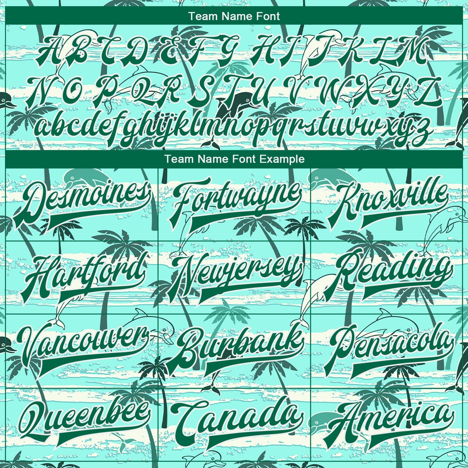 Custom Aqua Kelly Green-White Hawaii Palm Trees 3D Bomber Full-Snap Varsity Letterman Jacket view 6