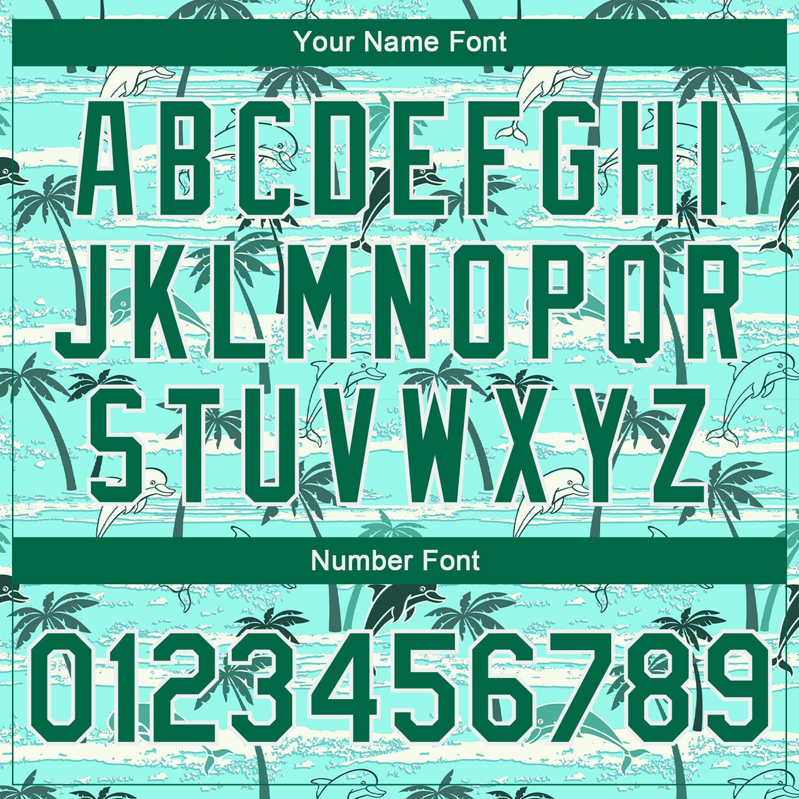 Custom Aqua Kelly Green-White Hawaii Palm Trees 3D Bomber Full-Snap Varsity Letterman Jacket view 7