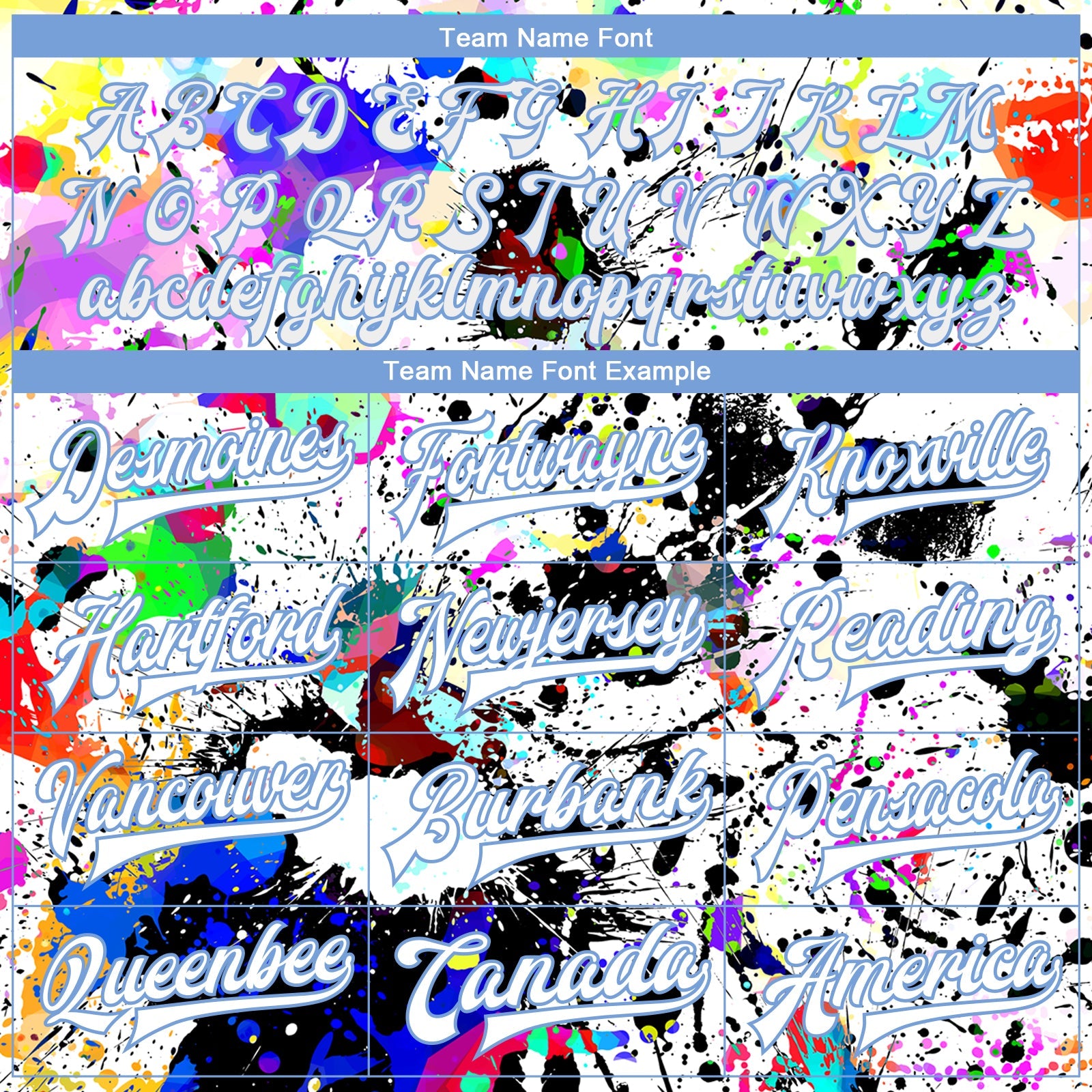 Custom Graffiti Pattern White-Light Blue Splashes 3D Bomber Full-Snap Varsity Letterman Jacket view 6