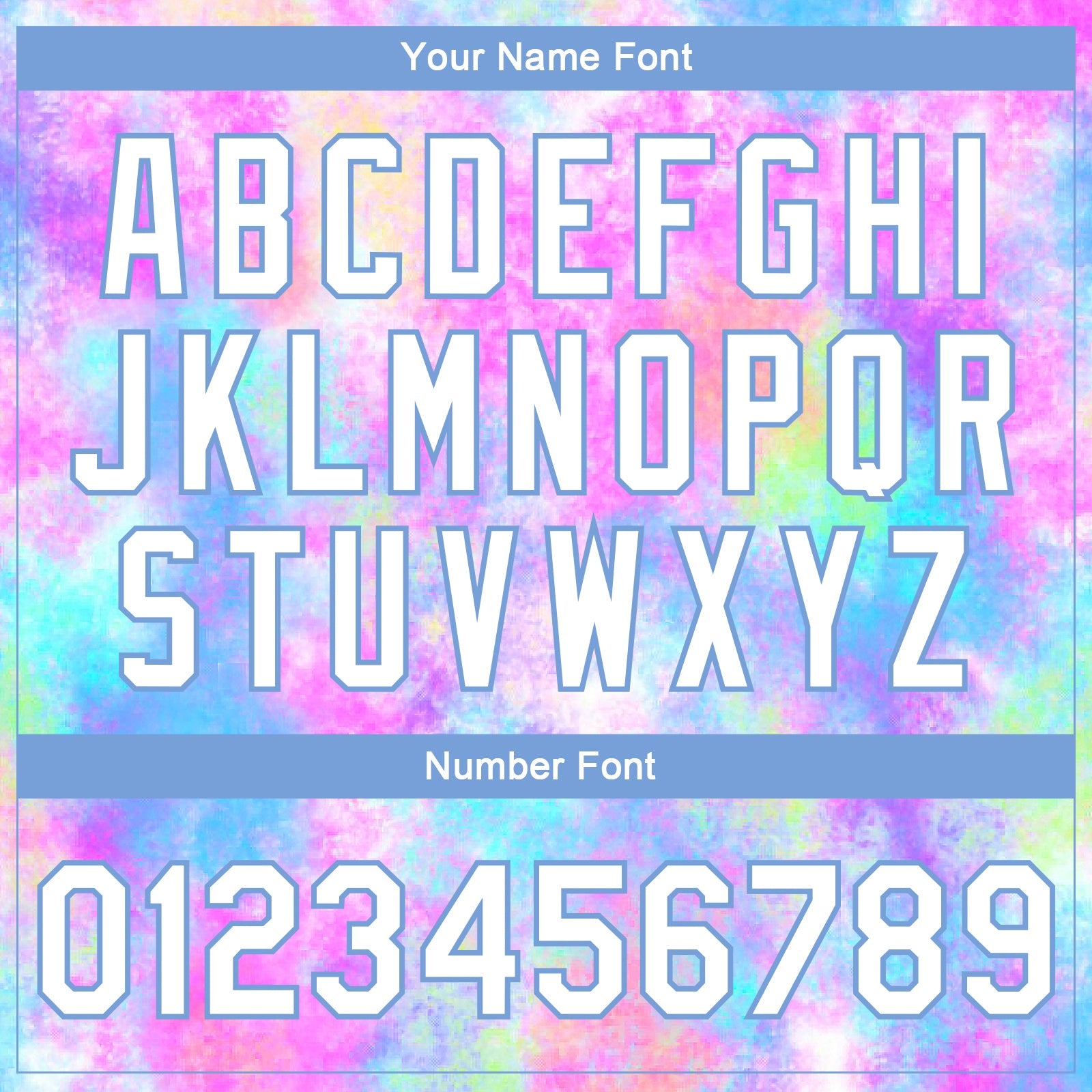Custom Tie Dye White-Light Blue Rainbow 3D Bomber Full-Snap Varsity Letterman Jacket view 7