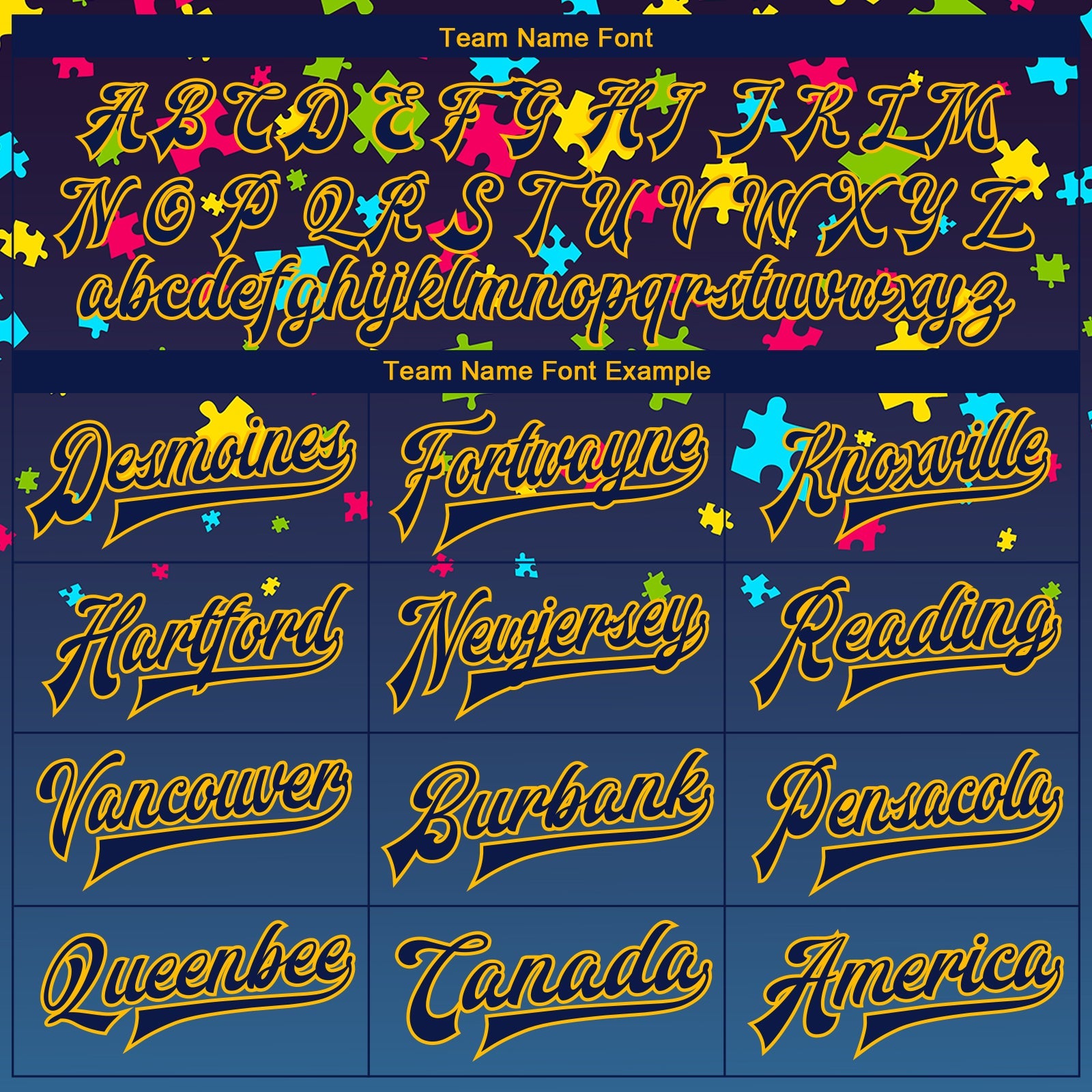 Custom Autism Supporter Awareness Puzzle Pieces Navy-Gold 3D Bomber Full-Snap Varsity Letterman Jacket view 6