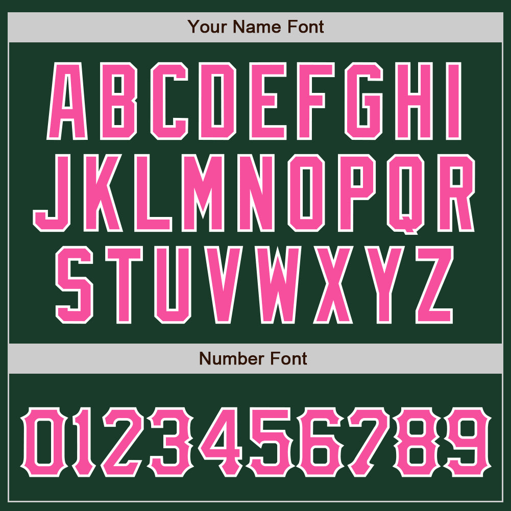 Custom Green Pink-White Bomber Full-Snap Varsity Letterman Jacket view 7