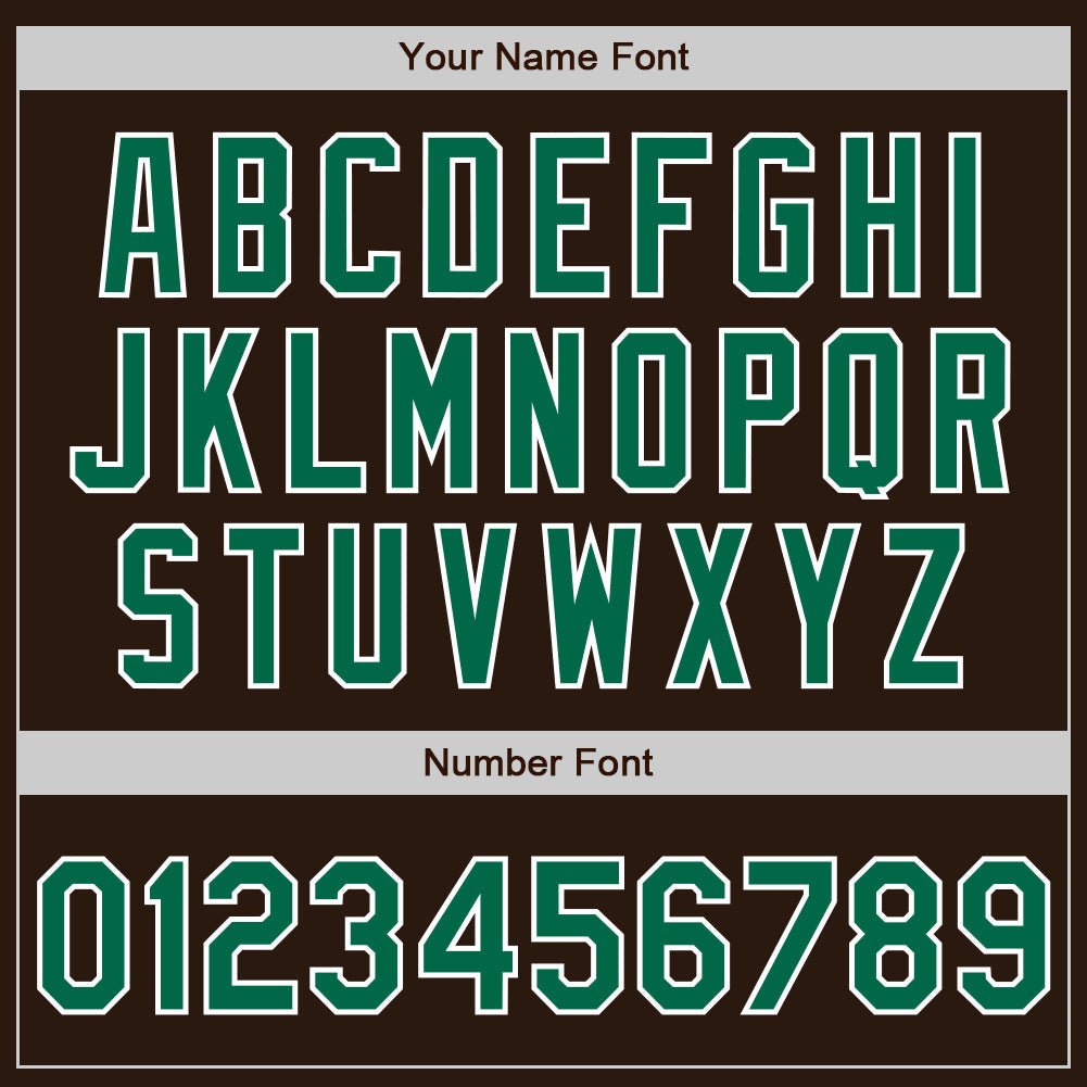 Custom Brown Kelly Green-White Bomber Full-Snap Varsity Letterman Jacket view 7
