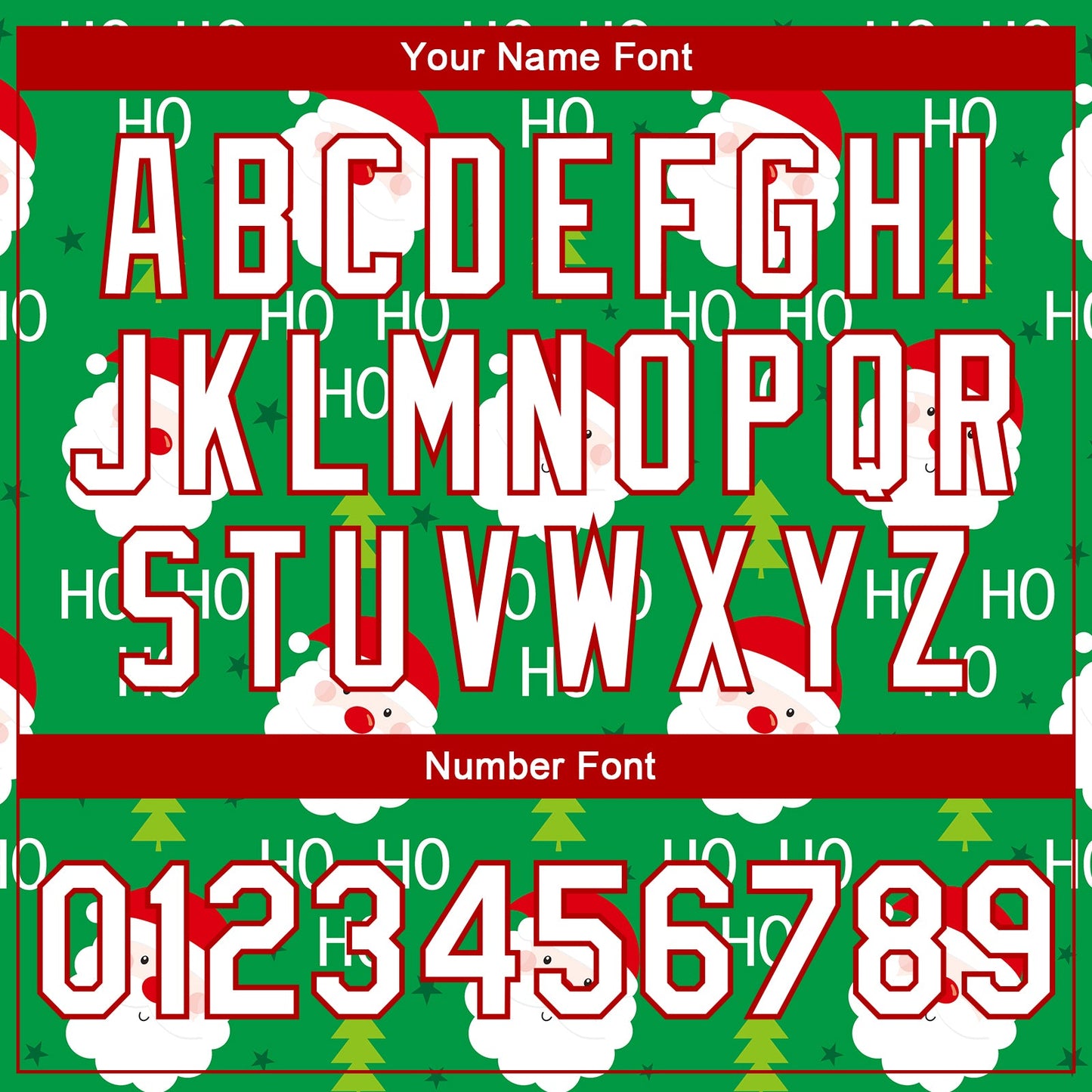 Custom Kelly Green White-Red Christmas 3D Bomber Full-Snap Varsity Letterman Jacket view 7
