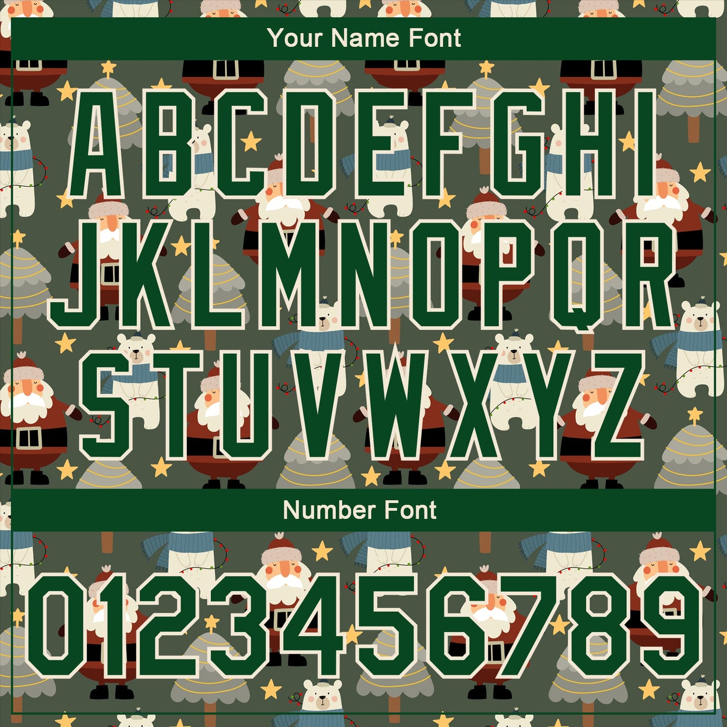 Custom Green Green-Cream Christmas 3D Bomber Full-Snap Varsity Letterman Jacket view 7