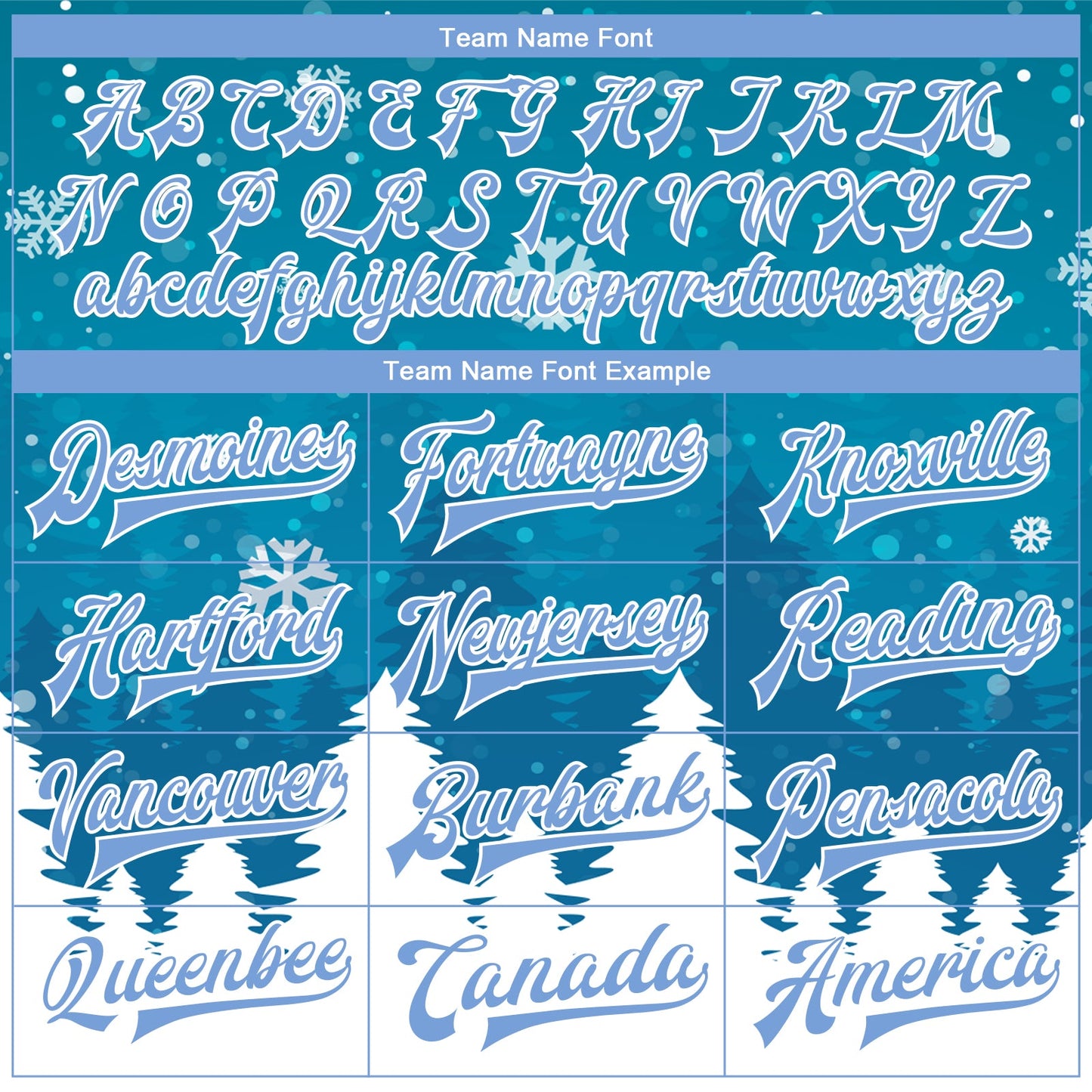 Custom Teal Light Blue-White Christmas 3D Bomber Full-Snap Varsity Letterman Jacket view 6