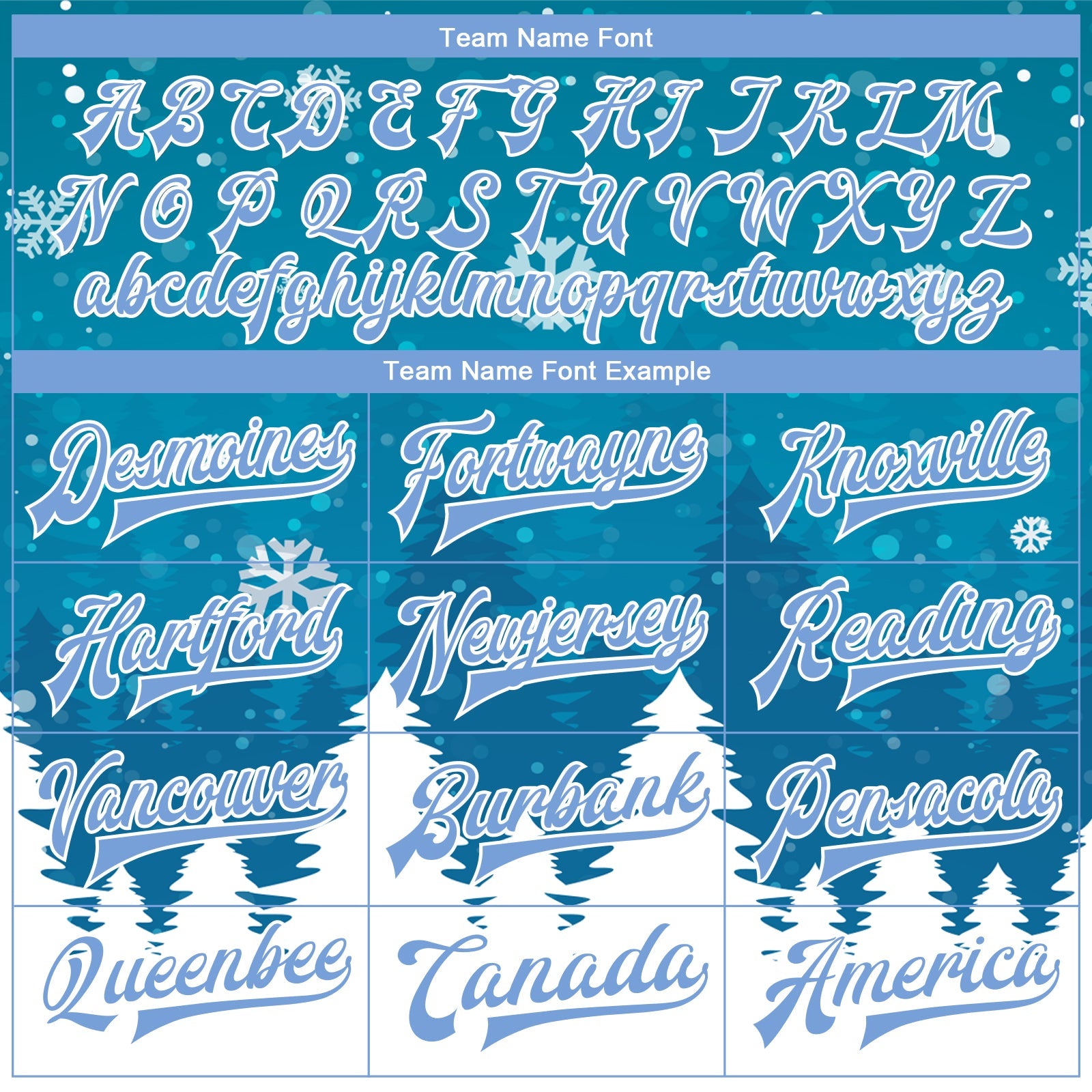 Custom Teal Light Blue-White Christmas 3D Bomber Full-Snap Varsity Letterman Jacket view 6