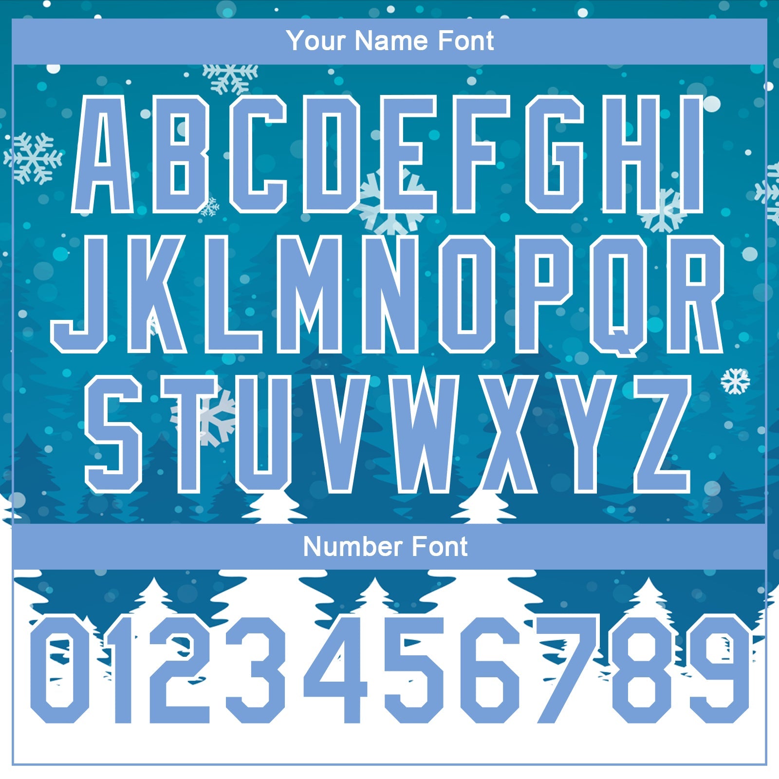 Custom Teal Light Blue-White Christmas 3D Bomber Full-Snap Varsity Letterman Jacket view 7