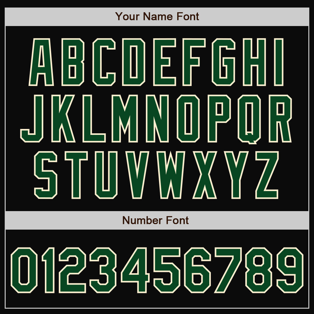 Custom Black Green-Cream Bomber Full-Snap Varsity Letterman Jacket view 7