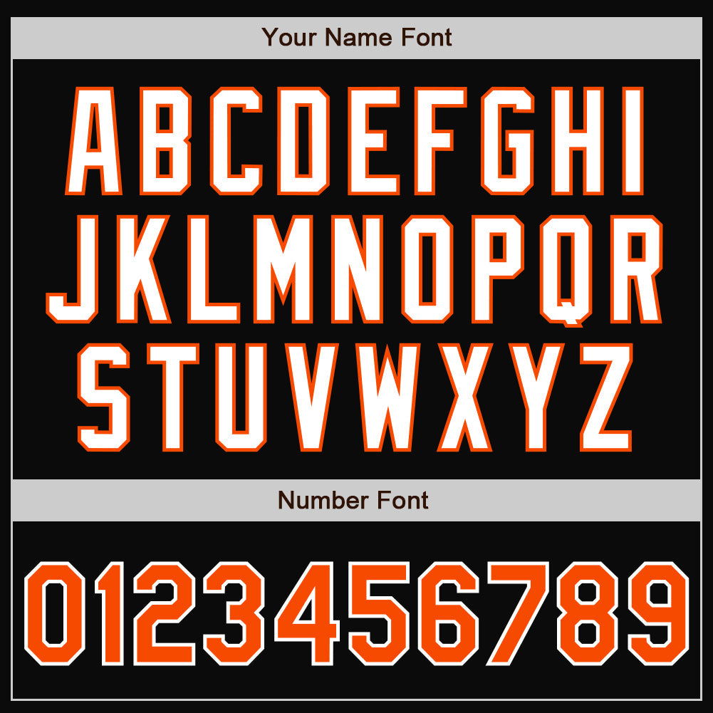 Custom Black Orange-Gray Bomber Full-Snap Varsity Letterman Split Fashion Jacket view 7