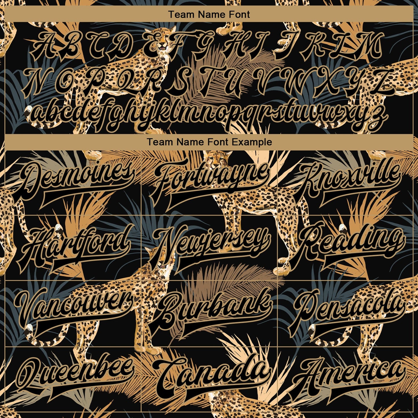 Custom Black Black-Old Gold Tropical Leopard With Palms 3D Pattern Design Bomber Full-Snap Varsity Letterman Jacket view 6