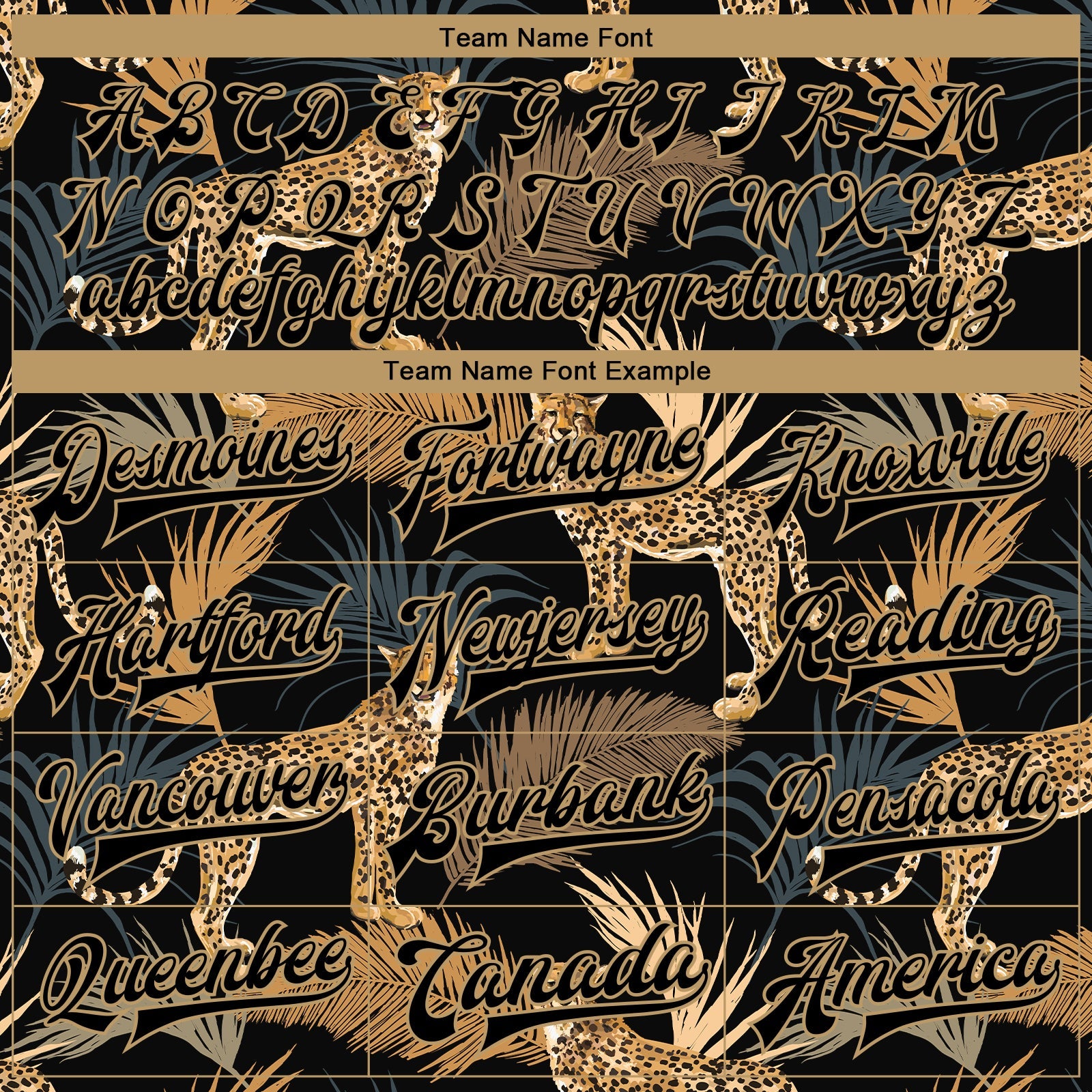 Custom Black Black-Old Gold Tropical Leopard With Palms 3D Pattern Design Bomber Full-Snap Varsity Letterman Jacket view 6