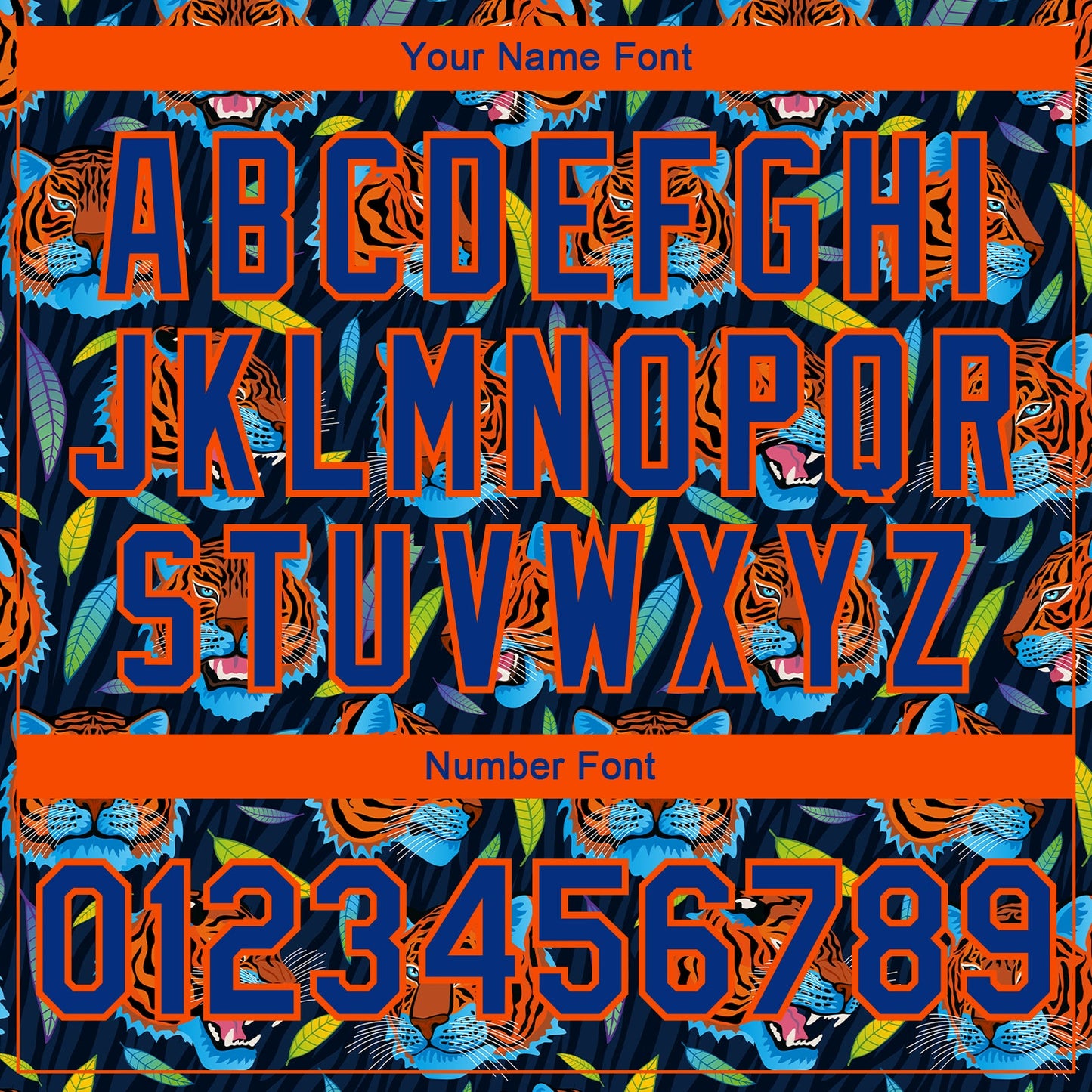 Custom Royal Royal-Orange Red Tiger Head In Colorful Jungle 3D Pattern Design Bomber Full-Snap Varsity Letterman Jacket view 7