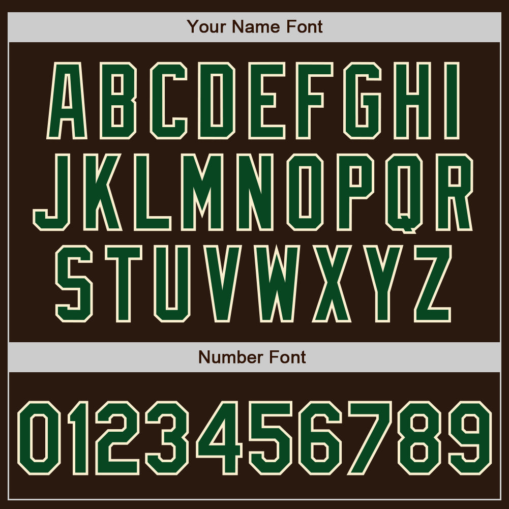 Custom Brown Green-Cream Bomber Full-Snap Varsity Letterman Jacket view 7