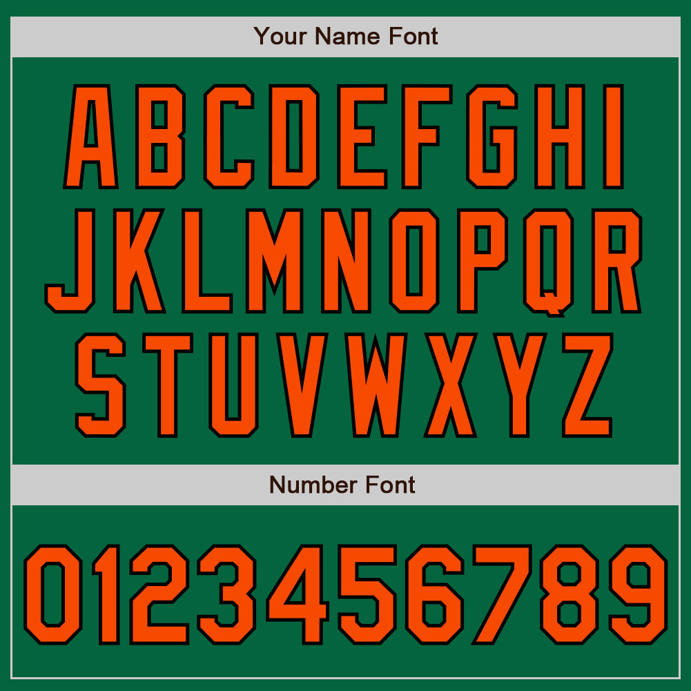 Custom Kelly Green Orange-Black Bomber Full-Snap Varsity Letterman Two Tone Jacket view 7