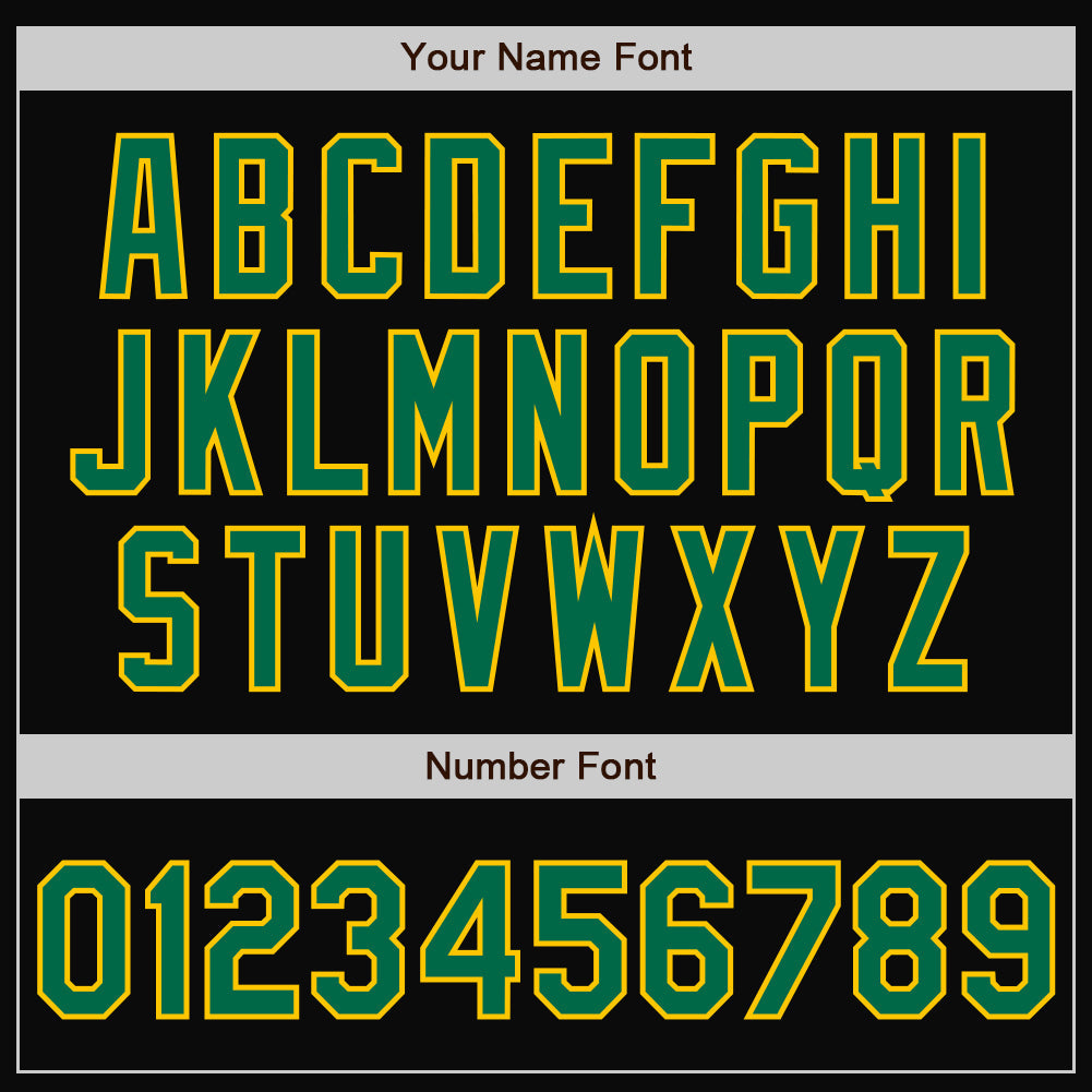 Custom Black Kelly Green-Yellow Bomber Full-Snap Varsity Letterman Jacket view 7