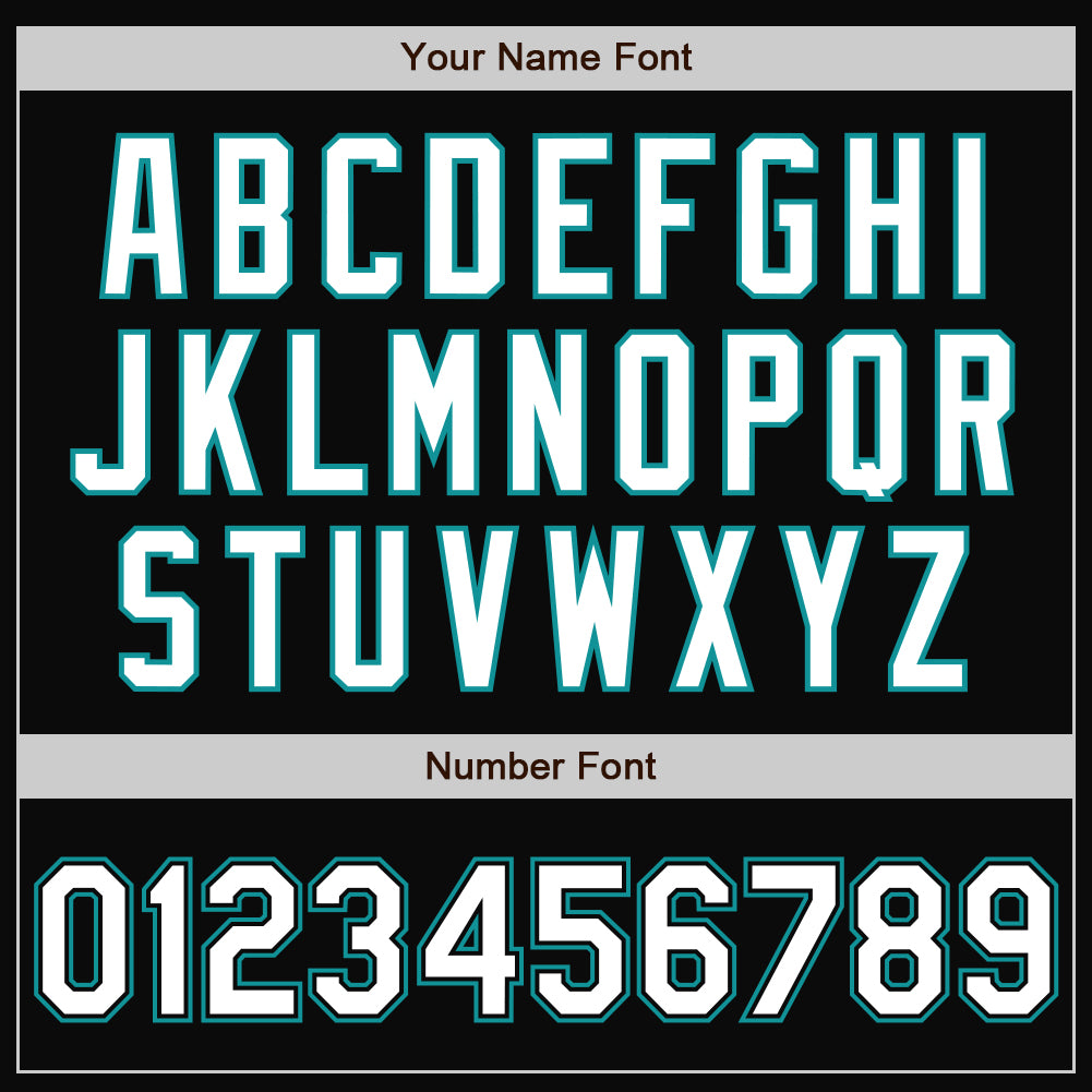 Custom Black White-Teal Bomber Full-Snap Varsity Letterman Jacket view 7