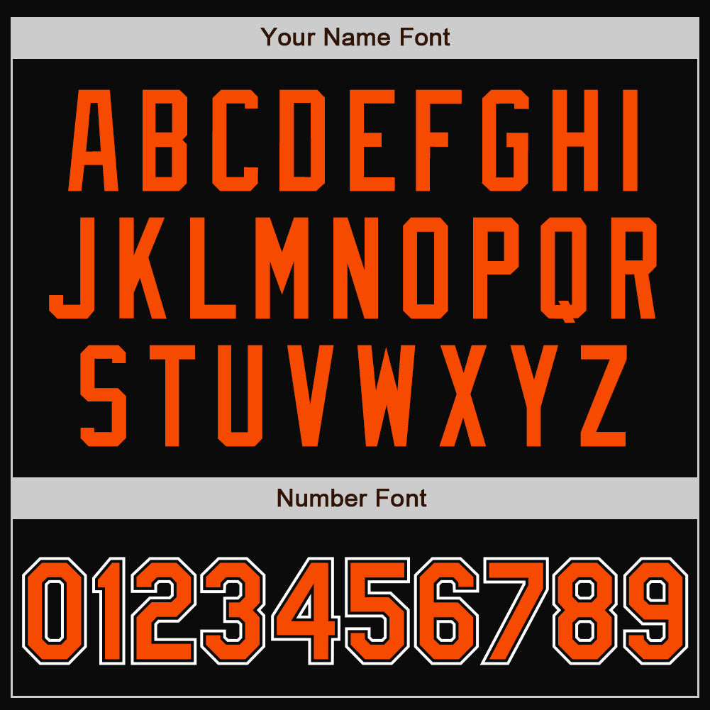 Custom Black Orange-White Bomber Full-Snap Varsity Letterman Jacket view 7